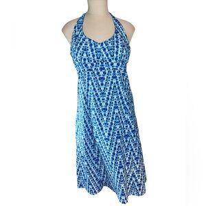 Athleta Pack Everywhere Halter Dress in Blue Zizag Sz 10 EUC 
Summer Vacation